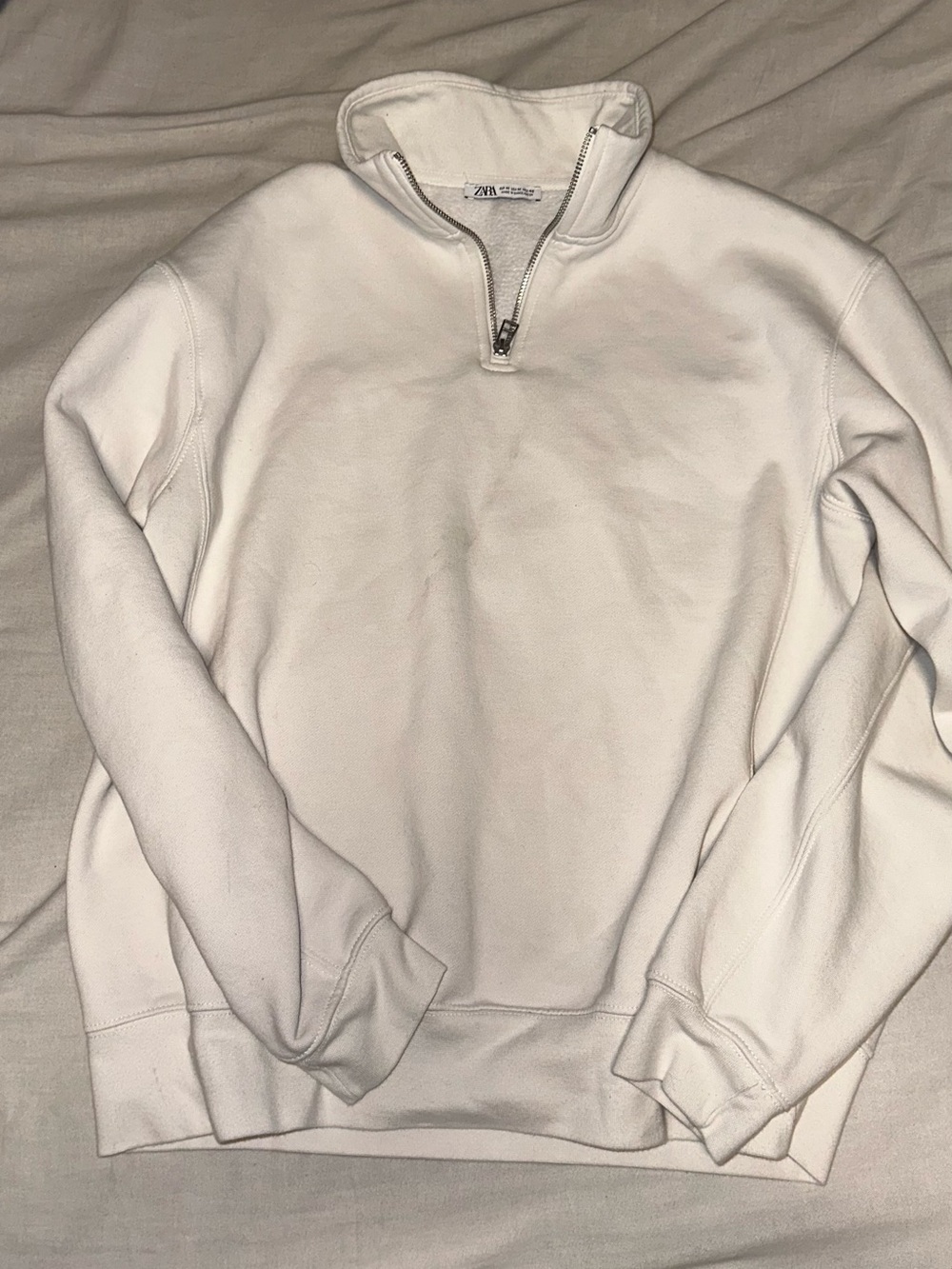 Zara Men’s Cream Half-Zip Sweatshirt — New Without Tags